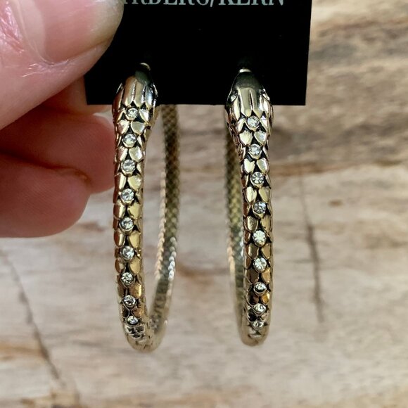 Dyrberg/Kern Syspila Snake large hoop earrings Swarovski crystal eyes - Picture 8 of 13